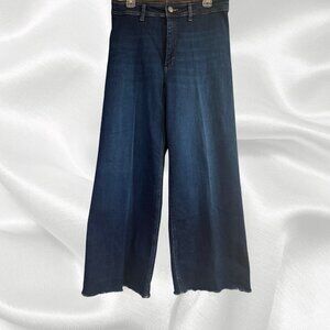 Zara High Waist Wide Leg Jeans Raw Hem Size 12 EUC